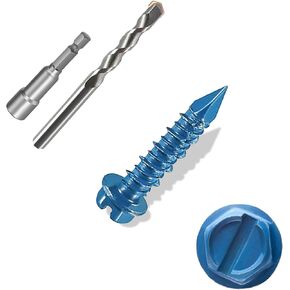 1/4″×2-1/4″ (100PCS) Hex Head Concrete Screw Anchor with Drill Bit, Blue Screw, for Anchoring to Masonry, Block or Brick in Saudi Arabia