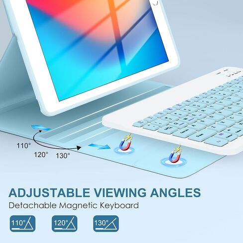 Baisla for iPad 9th Generation مع لوحة المفاتيح 10.2 "- مقاومة للبقع ، مقاومة للبقع ، حالة مفاتيح مفاتيح مغناطيسية قابلة للفصل مع حامل قلم رصاص لـ iPad 8th/7th Gen ، iPad Pro 10.5 ، iPad Air 3rd Gen (Black) in Kuwait
