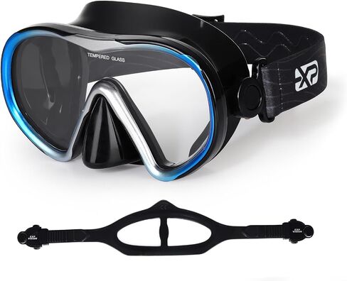 Scuba Diving Mask for Adults - Anti-Fog Swim Mask Wide View Swimming Goggles with Nose Cover Professional Snorkeling Goggles Gear Tempered Glass Lens with Fabric Strap for Men Women in Saudi Arabia