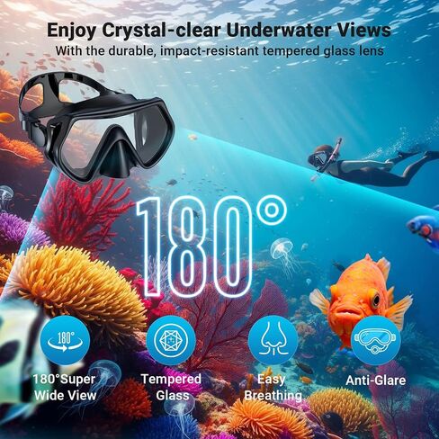 معدات الغطس للبالغين من الرجال نساء ، قناع الغطس الجاف في Scuba ، منظر بانورامي على نطاق 180 درجة ، والتنفس المهني. in Saudi Arabia
