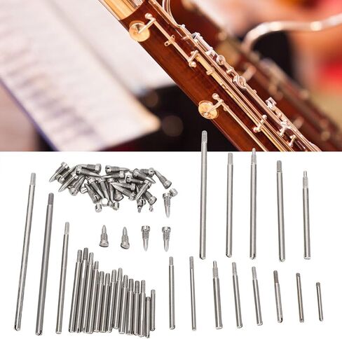 Asixxsix Bassoon Repair Accessories, 1 Set Bassoon Repair Parts with 30 Threaded Rods 27 Screws 8 Small Screws 5 Grooved Blocks, for Wind Instrument Repair Tool in Saudi Arabia
