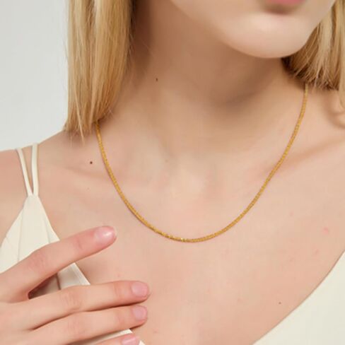 925 sterling silver layered Snake 2mm Thin box chain 18k gold necklace for women trendy Stack Non Tarnish chain plated Tarnish Resistant Waterproof Hypoallergenic Diamond Cut Rope 6/18/20Inches in Saudi Arabia