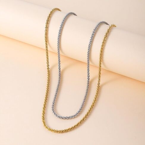 925 sterling silver layered Snake 2mm Thin box chain 18k gold necklace for women trendy Stack Non Tarnish chain plated Tarnish Resistant Waterproof Hypoallergenic Diamond Cut Rope 6/18/20Inches in Saudi Arabia