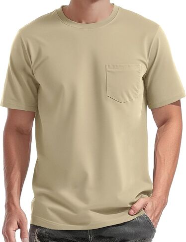 EKLENTSON Men's T-Shirts Short Sleeve Cotton Crew Neck Lightweight Tee Shirts Casual Summer Basic Tops with Pocket in Saudi Arabia