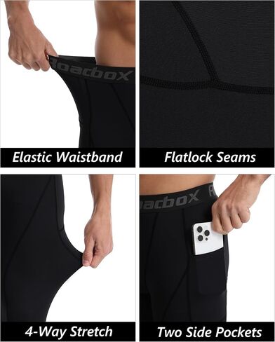 Roadbox 1 أو 2 pack pant pants الرجال ، يديرون طماق تمرين مع جيوب ، جيم السلة لباس ضيق للطبقة القاعدة in Saudi Arabia