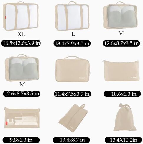 Compression Packing Cubes for Travel 6 Sets, Luggage Space Saving Travel Essentials Accessories for Suitcase Organizer Bags Set, Durable Organizer Bags (cream) in Saudi Arabia
