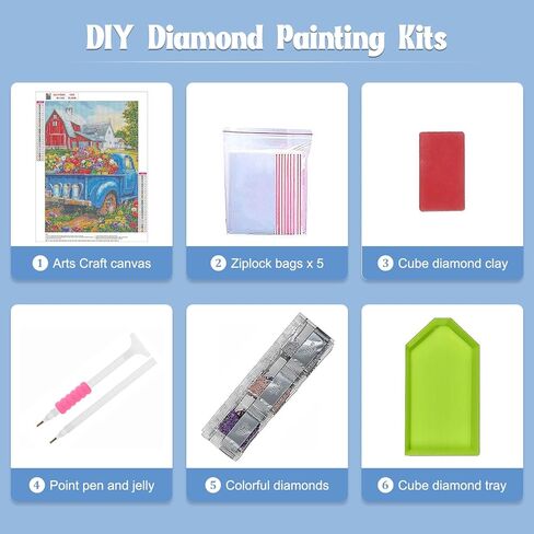مجموعات اللوحات الماس Ghkud Flowers للكبار ، DIY 5D Book Diamond Painting ، Full Drill Diamond Art Rather Pictures Picture Perfect for Groure و Home Wall Decor in Kuwait