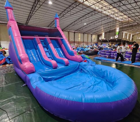 شريحة مياه تجارية للبالغين أطفال (شرائح مزدوجة ومسبح مياه دفقة كبيرة) ، 100 ٪ PVC 26ft (L) شريحة مياه للبالغين قابلة للنفخ مع منفاخ رائع لمتعة الصيف في الهواء الطلق ، حفلة في الفناء الخلفي ، 26x12x14ft in Kuwait