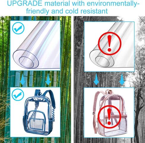 Clear Backpack for Men and Women, Heavy Duty PVC Transparent Bookbag,See Through Backpacks - Black in Saudi Arabia