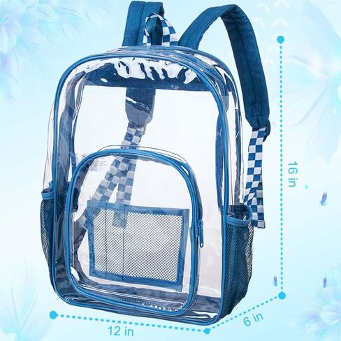 Clear Backpack for Men and Women, Heavy Duty PVC Transparent Bookbag,See Through Backpacks - Black in Saudi Arabia