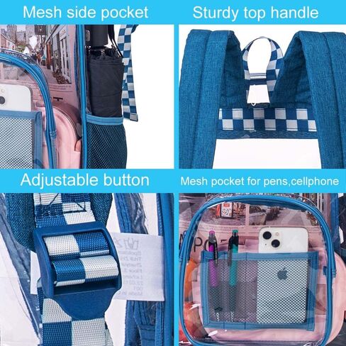 Clear Backpack for Men and Women, Heavy Duty PVC Transparent Bookbag,See Through Backpacks - Black in Saudi Arabia