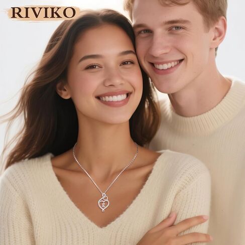 RIVIKO Infinity Heart Initial Necklace for Women,925 Sterling Silver Letter Pendant Personalized Jewelry,Name Necklace Graduation Birthday Mother's Day Gifts for Mom Women Wife Friend in Kuwait