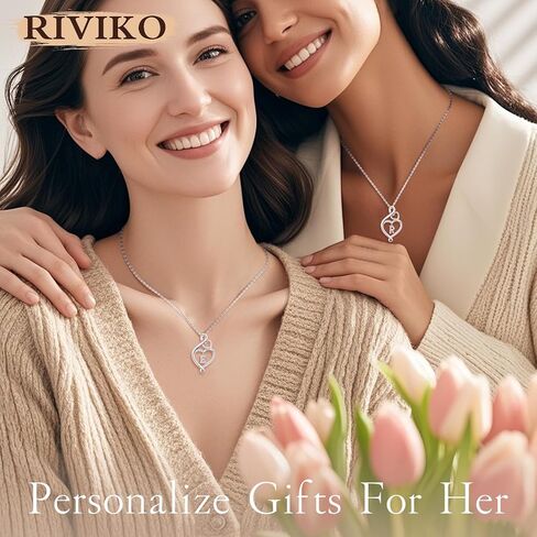 RIVIKO Infinity Heart Initial Necklace for Women,925 Sterling Silver Letter Pendant Personalized Jewelry,Name Necklace Graduation Birthday Mother's Day Gifts for Mom Women Wife Friend in Kuwait