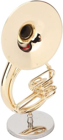 Samll Sousaphone Model, Brass Miniature Sousaphone with Stand Mini Metal Musical Instrument Model with Velvet Lining Wooden Case in Saudi Arabia