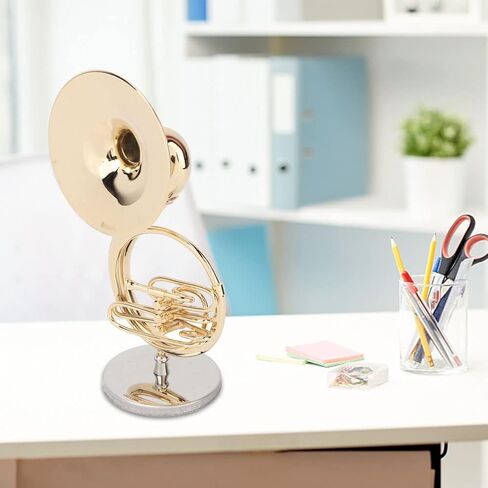 Samll Sousaphone Model, Brass Miniature Sousaphone with Stand Mini Metal Musical Instrument Model with Velvet Lining Wooden Case in Saudi Arabia