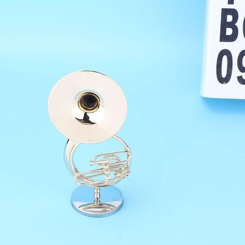 Samll Sousaphone Model, Brass Miniature Sousaphone with Stand Mini Metal Musical Instrument Model with Velvet Lining Wooden Case in Saudi Arabia