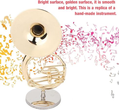 Samll Sousaphone Model, Brass Miniature Sousaphone with Stand Mini Metal Musical Instrument Model with Velvet Lining Wooden Case in Saudi Arabia