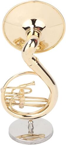 Samll Sousaphone Model, Brass Miniature Sousaphone with Stand Mini Metal Musical Instrument Model with Velvet Lining Wooden Case in Saudi Arabia