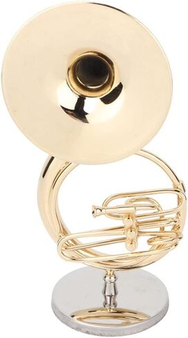 Samll Sousaphone Model, Brass Miniature Sousaphone with Stand Mini Metal Musical Instrument Model with Velvet Lining Wooden Case in Saudi Arabia