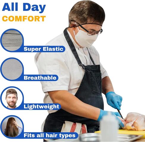 FRONTLINE Hair Nets 100 Pack Premium Invisible Nylon Mesh Hair Cover for Food Service Workers Disposable Cap Elastic Hairnet in Saudi Arabia