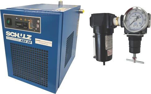 50 CFM Schulz Compressed Air Refrigerated Air Dryer, 10HP and 15HP Air Compressors, 2-Stage Moisture Removing Particulate Filter, Pressure Regulator in Saudi Arabia