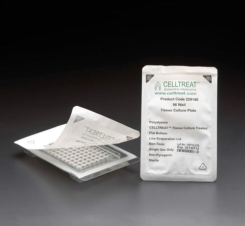 Celltreat 229195 96 صفيحة ثقافة بئر البوليسترين الصافية مع غطاء ، معقمة ، مساحة نمو خلايا 0.33 سم 2 ، قاع مسطح ، حزمة فردية (حزمة 50) in Kuwait