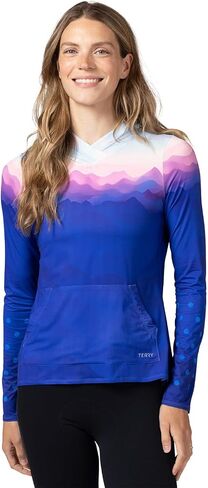 Terry Soleil Hoody Cycling Jersey Top for Women ، Athletic Fit Upf 50+ خفيفة الوزن حماية من أشعة الشمس المشي لمسافات طويلة في الهواء الطلق in Saudi Arabia