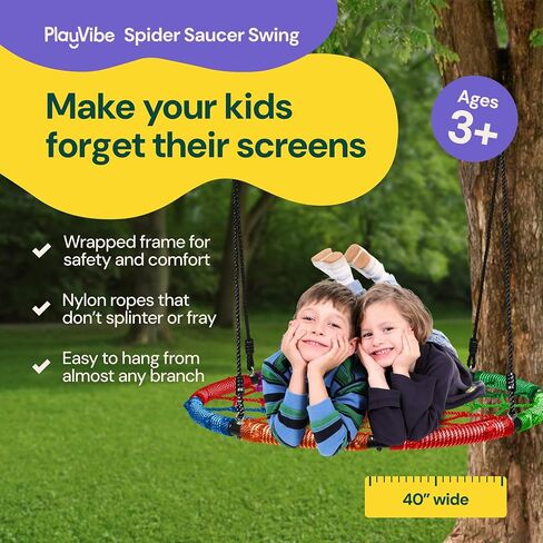 40 Inch Tree Swing Saucer Swing - 800Lb Weight Capacity, 900D Oxford Waterproof, With Hanging Straps Tree Swings for Kids Outdoor Swing For Kids Swing | Tire Swing | Tree Swing For Adults | Disc Swing in Kuwait