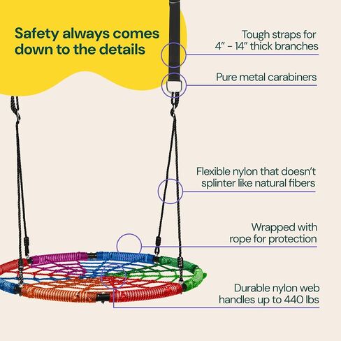 40 Inch Tree Swing Saucer Swing - 800Lb Weight Capacity, 900D Oxford Waterproof, With Hanging Straps Tree Swings for Kids Outdoor Swing For Kids Swing | Tire Swing | Tree Swing For Adults | Disc Swing in Kuwait