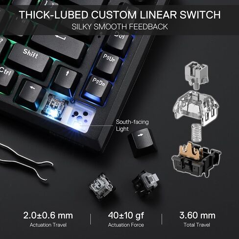 Redragon K687 Wireless CNC Gasket Gaming Keyboard, 81 Keys Mechanical Keyboard w/Premium CNC Aluminum Board, Easy-Control Knob, 5-Layer Noise Dampening, Custom Linear Switch, PBT Gradient Keycaps in Saudi Arabia
