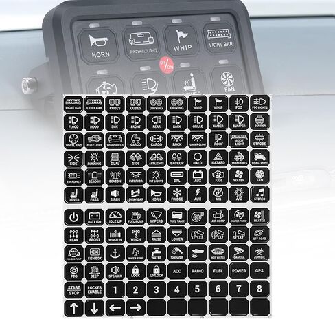 Switch Panel Sticker Kit for 6/8/12 Gang Control Button - Dashboard Label Decal Set for Car Boat RV Truck Vehicle Marine, 120 Pcs (Horizontal Stickers with Square Corner) in Kuwait