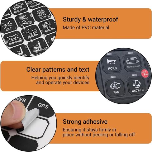 Switch Panel Sticker Kit for 6/8/12 Gang Control Button - Dashboard Label Decal Set for Car Boat RV Truck Vehicle Marine, 120 Pcs (Horizontal Stickers with Square Corner) in Kuwait