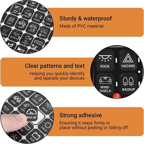 Switch Panel Sticker Kit for 6/8/12 Gang Control Button - Dashboard Label Decal Set for Car Boat RV Truck Vehicle Marine, 120 Pcs (Horizontal Stickers with Square Corner) in Kuwait
