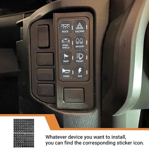 Switch Panel Sticker Kit for 6/8/12 Gang Control Button - Dashboard Label Decal Set for Car Boat RV Truck Vehicle Marine, 120 Pcs (Horizontal Stickers with Square Corner) in Kuwait