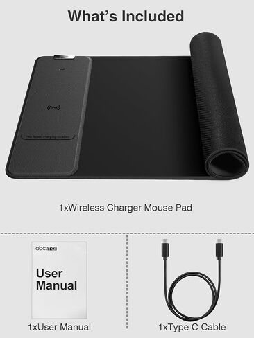 Wireless Charging Mouse Pad, Gaming Mouse Pad, 31.5"x15.8" Large Desk Mat for Laptop/Keyboard, Waterproof Smooth Surface, Non-Slip Base, Black in Kuwait