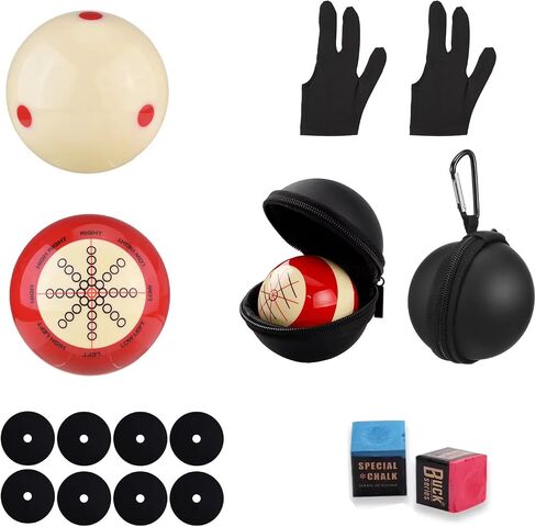 16 Pcs Pool Balls Billiard Set, 2-1/4" Cue Ball with Black Pu Case Billiard Table Accessory, 2 Ball Bag 8 Pool Table Marker Dots Billiard Balls Set in Saudi Arabia
