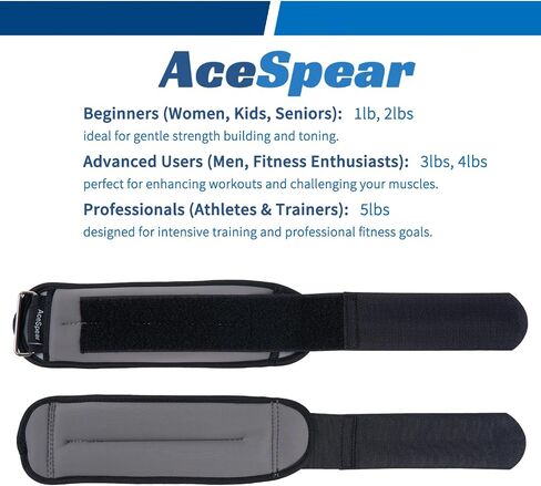 AceSpear Ankle Weights Sets for Men Women Kids 1lb 2lb 3lb 4lb 5lb Leg Weights Arm Wrist Weights Gym for Foot Exercise Training Workout Walking Jogging Yoga in Kuwait