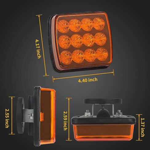 2 Pcs 6.5 Inch Oval Amber/White Strobe Lights 24LED Recessed With Rubber Grommets and 3-prong Wire Pigtails for trucks and trailer lights, IP67, Clear lens 10V-30V in Saudi Arabia