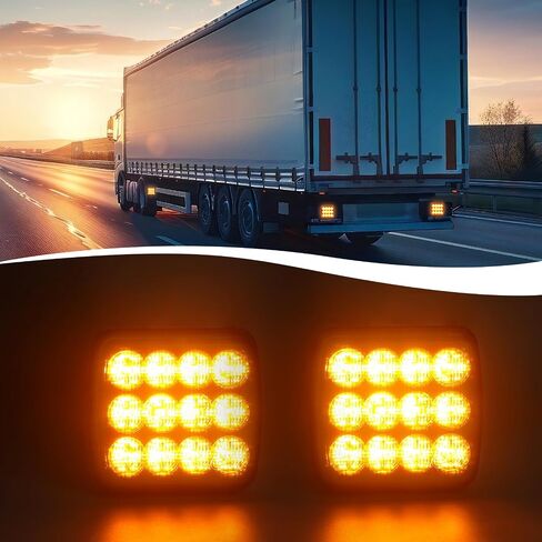 2 Pcs 6.5 Inch Oval Amber/White Strobe Lights 24LED Recessed With Rubber Grommets and 3-prong Wire Pigtails for trucks and trailer lights, IP67, Clear lens 10V-30V in Saudi Arabia