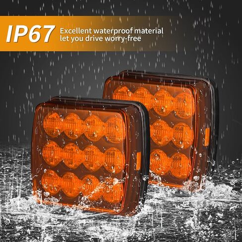 2 Pcs 6.5 Inch Oval Amber/White Strobe Lights 24LED Recessed With Rubber Grommets and 3-prong Wire Pigtails for trucks and trailer lights, IP67, Clear lens 10V-30V in Saudi Arabia
