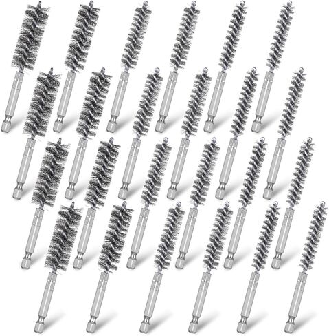 24 PCS Bore Brush for Drill ، فرشاة فرشاة من الفولاذ المقاوم للصدأ مجموعة فرشاة تنظيف الأسلاك لحفر الطاقة تأثير سلك سلك سلك تنظيف مجموعة فرشاة (8/10/12/15/17/19MM) in Kuwait