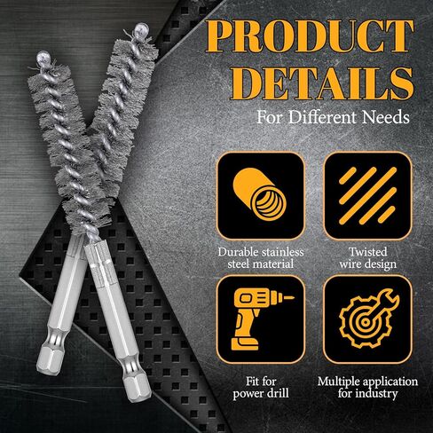 24 PCS Bore Brush for Drill ، فرشاة فرشاة من الفولاذ المقاوم للصدأ مجموعة فرشاة تنظيف الأسلاك لحفر الطاقة تأثير سلك سلك سلك تنظيف مجموعة فرشاة (8/10/12/15/17/19MM) in Kuwait