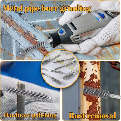 24 PCS Bore Brush for Drill ، فرشاة فرشاة من الفولاذ المقاوم للصدأ مجموعة فرشاة تنظيف الأسلاك لحفر الطاقة تأثير سلك سلك سلك تنظيف مجموعة فرشاة (8/10/12/15/17/19MM) in Kuwait