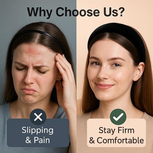 أوتروب الأسود المخملية المبطنة المبطنة للنساء ، وعصابة رأس بسيطة ناعمة للبنات والمراهقين ، لا أسنان لا أسنان إكسسوارات الشعر السميكة in Kuwait