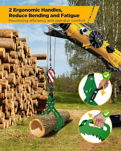 Log Lifting Tongs, Log Grapple Hook with Handle, Upgraded Timber Claw Hooks as Handling Tools for Dragging and Lifting Logs Used as Tractor, ATVs and Trucks Accessories (4 Claws - 32‘’) in Saudi Arabia