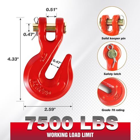 3/8 "Clevis Grab Hooks (4 Pack) خطاف سلسلة الخدمة الثقيلة ل 3/8 بوصة الصف 70 سلسلة مزورة الصلب- لنقل شاحنة المقطورة - اللوني الأصفر - 7500 رطل in Kuwait