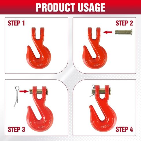 3/8 "Clevis Grab Hooks (4 Pack) خطاف سلسلة الخدمة الثقيلة ل 3/8 بوصة الصف 70 سلسلة مزورة الصلب- لنقل شاحنة المقطورة - اللوني الأصفر - 7500 رطل in Kuwait