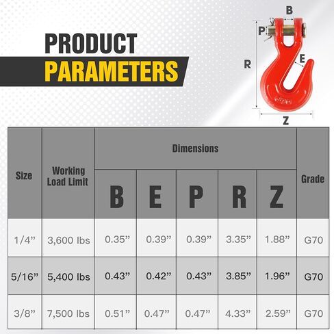 3/8 "Clevis Grab Hooks (4 Pack) خطاف سلسلة الخدمة الثقيلة ل 3/8 بوصة الصف 70 سلسلة مزورة الصلب- لنقل شاحنة المقطورة - اللوني الأصفر - 7500 رطل in Kuwait