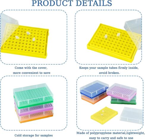 96 Well PCR Tube Rack with Lid ，for PCR Plates and 0.2 ml PCR Tubes, 8 x 12 Array (96 Holes-6Pcs) in Kuwait