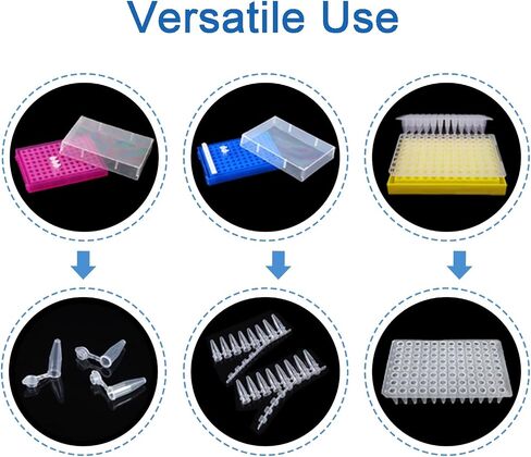96 Well PCR Tube Rack with Lid ，for PCR Plates and 0.2 ml PCR Tubes, 8 x 12 Array (96 Holes-6Pcs) in Kuwait